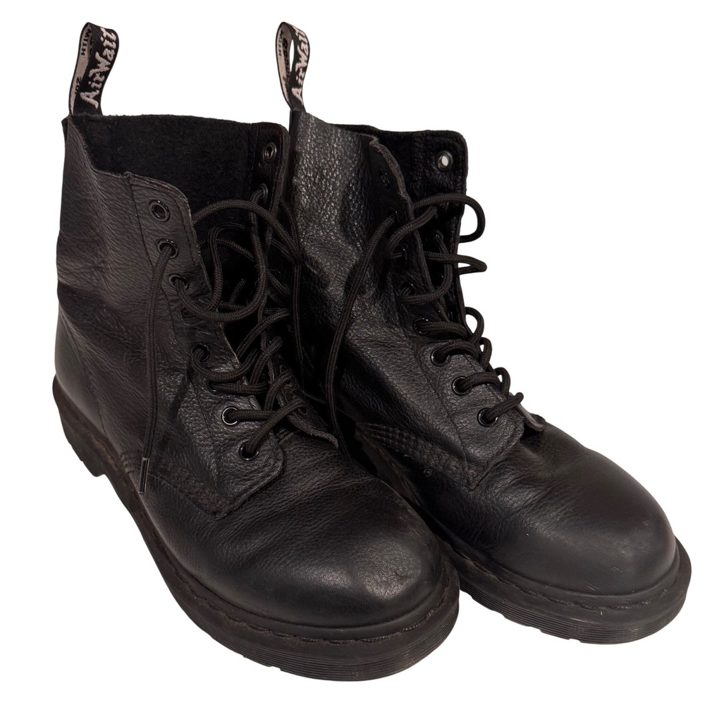 Dr. Martens 1460 Pascal Black Pebbled Leather 8 Eye AirWair Combat Boots Sz US 9